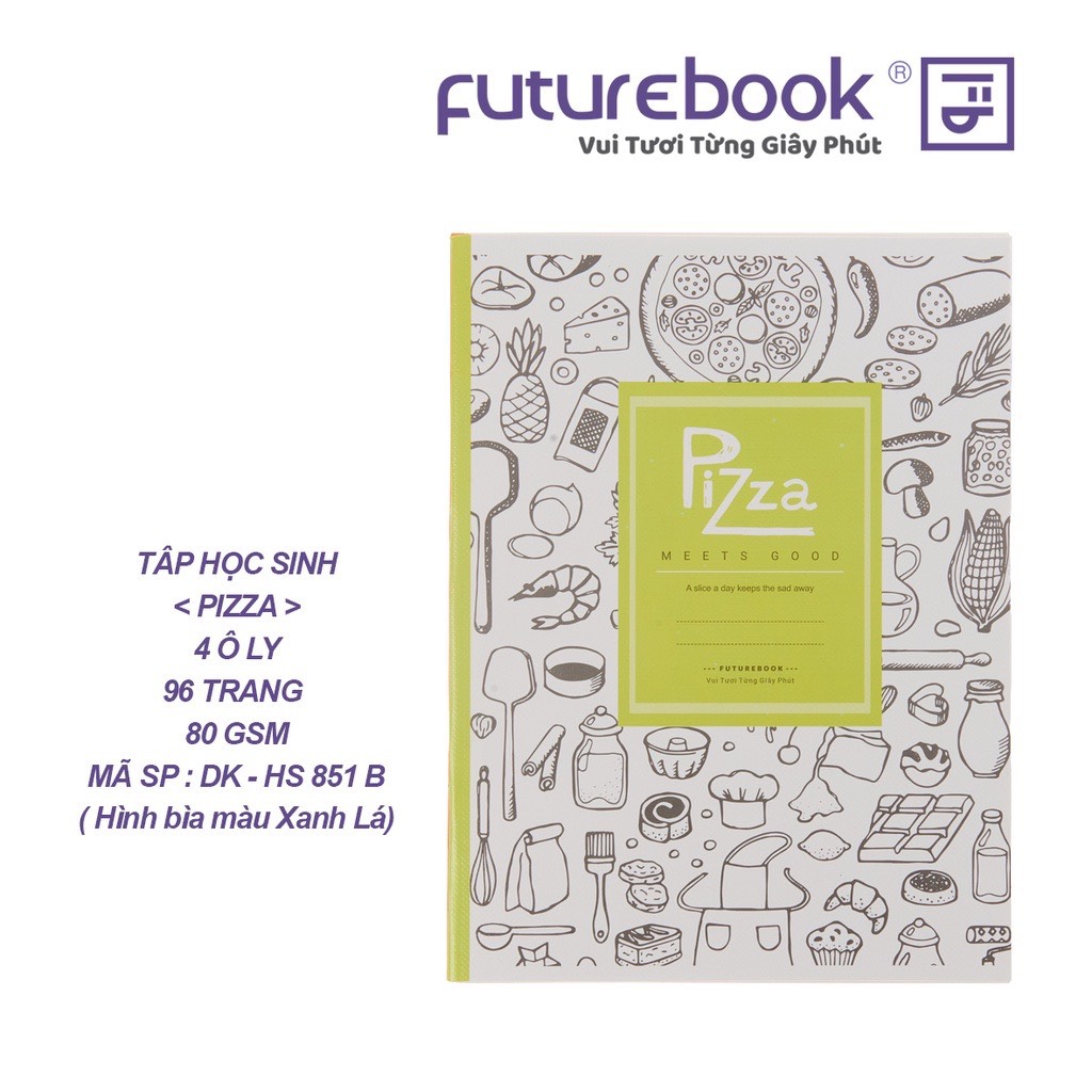 Tập Học Sinh Pizza- 4 Ô ly- 96 Trang- 80 Gsm- MSP: DK- HS 854. Phong cách Hàn Quốc- VPP FUTUREBOOK. Giao mẫu ngẫu nhiên