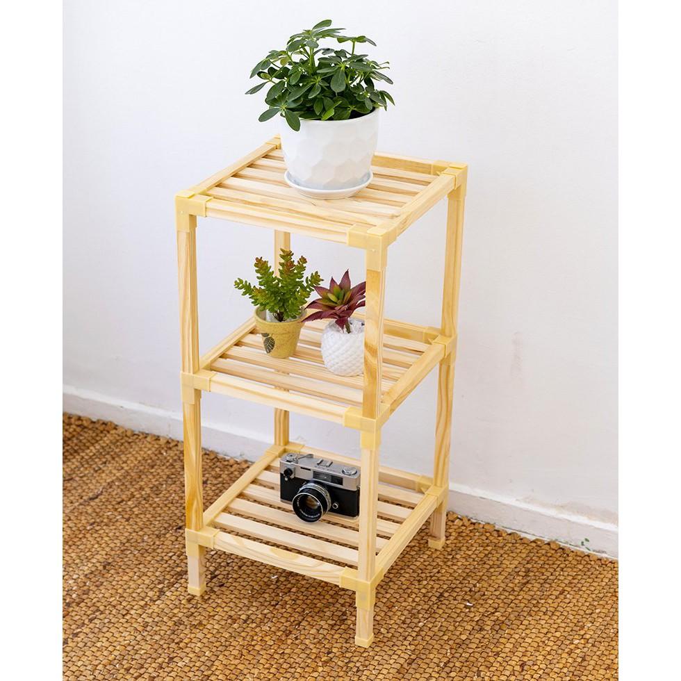 Kệ gỗ vuông 3 tầng trang trí để chậu cây