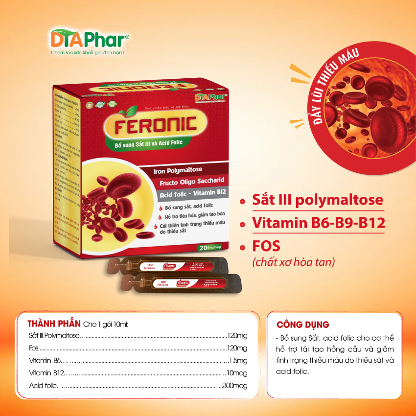 Siro uống Sắt Bỗ sung sắt cho phụ nữ có thai và cho con bú Hộp 20 ống Tâm An Pharma