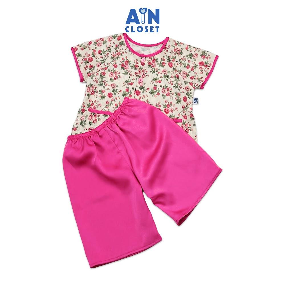 Bộ quần áo Bà ba lửng bé gái họa tiết Tiểu Hồng lụa tằm - AICDBGJMUFDI - AIN Closet