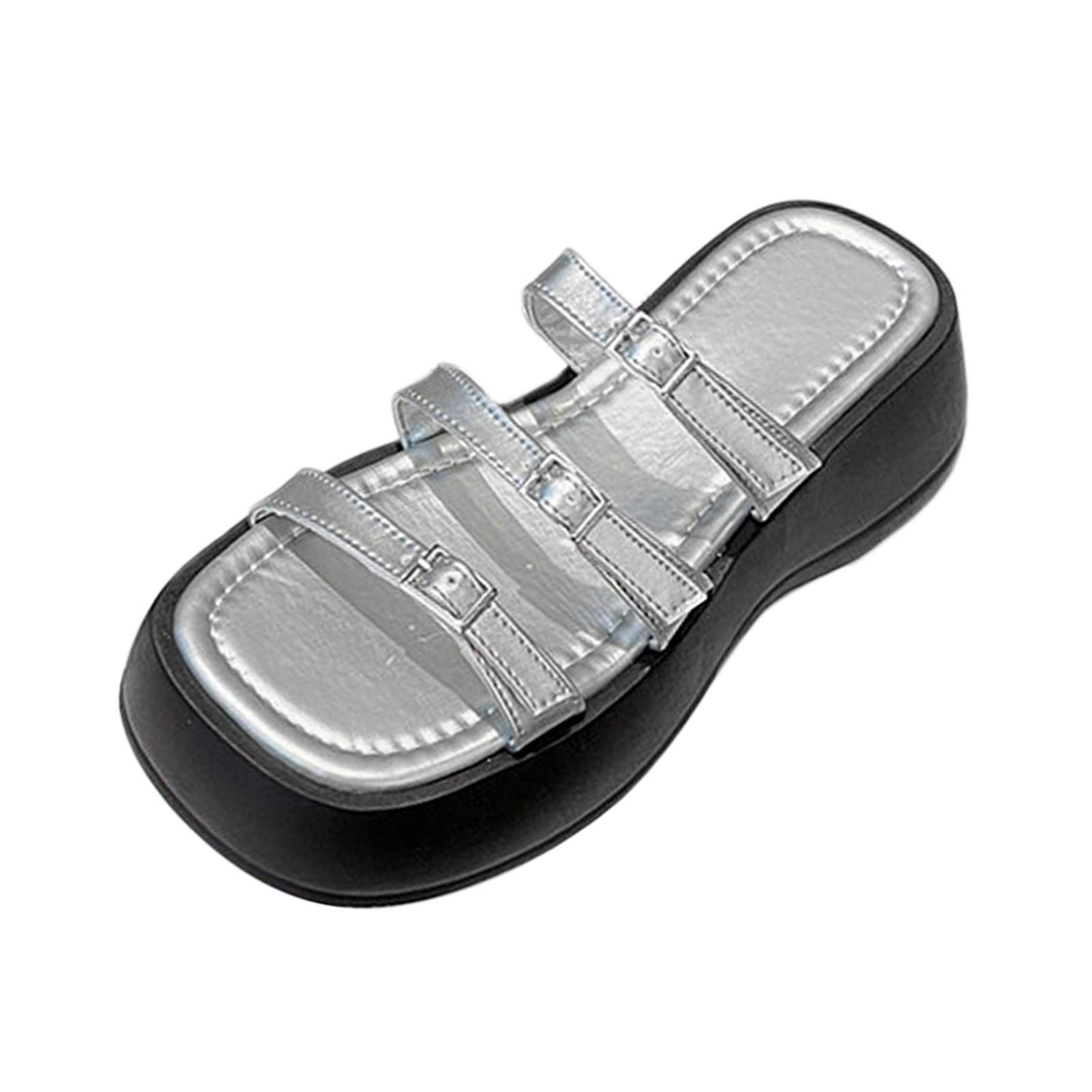 Women Platform Slide Sandals Slip on Sandals Versatile Anti Slip Open Toe Casual Trendy Summer Beach Shoes Platform Slippers for Pool Street