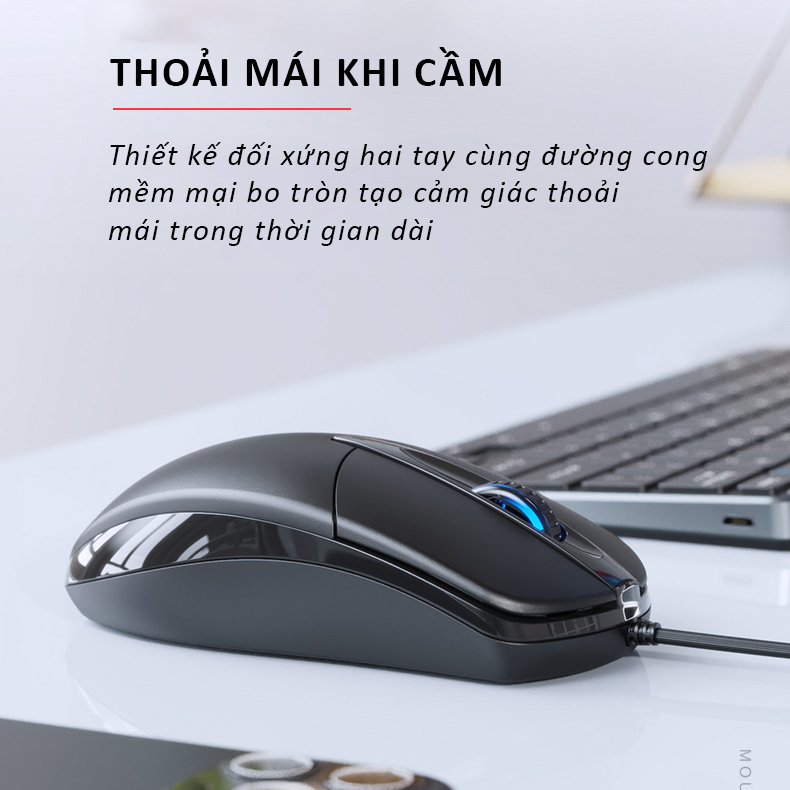 Chuột máy tính có dây văn phòng gaming SIDOTECH P20 giá rẻ thiết kế Silent tắt tiếng click lạch cạch, chống ồn ban đêm, có độ nhạy DPI 1200 phù hợp chơi game thiết kế lập trình làm việc trên laptop pc - Hàng Chính Hãng