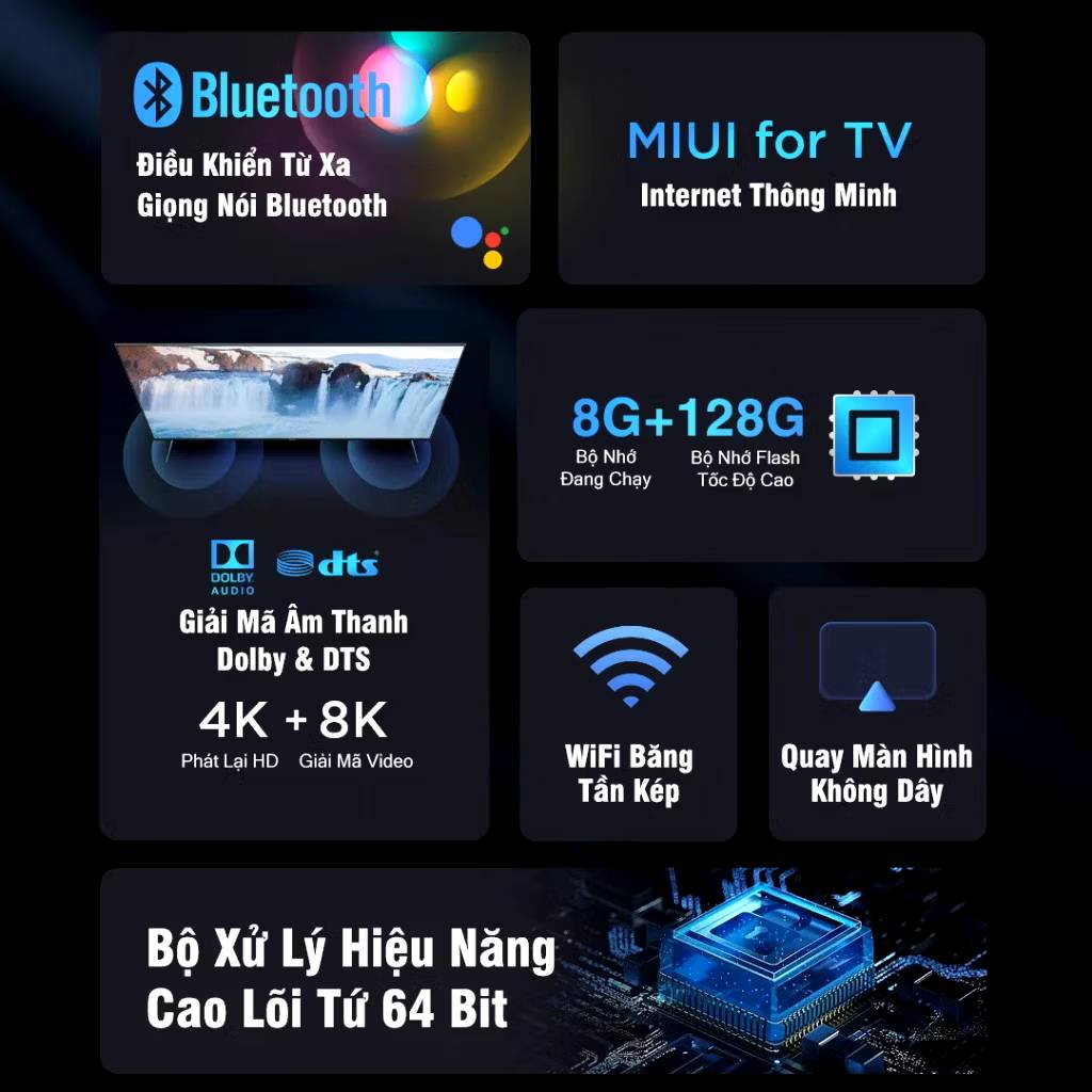 Box TV98 Pro Ram 8G+128G, Android 13.0, Bluetooth 4.1 Điều khiển giọng nói Tiếng Việt, xem 108 kênh truyền hình+Youtube, Hàng nhập khẩu