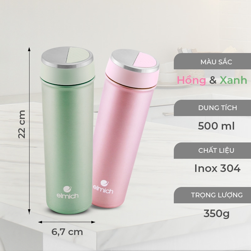 Bình Giữ Nhiệt Inox 304 Nóng 8h Lạnh 12h ELMICH El3687 500ml