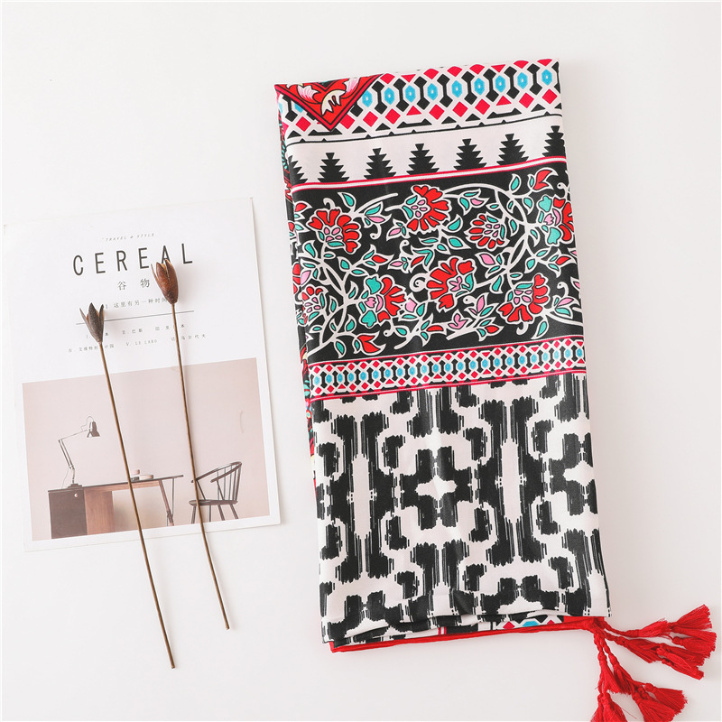 Khăn Choàng Quàng Cổ Boho Họa Tiết Hình Học Thổ Cẩm - Chất Liệu Cotton  - Size:90x180cm - Mã KC001