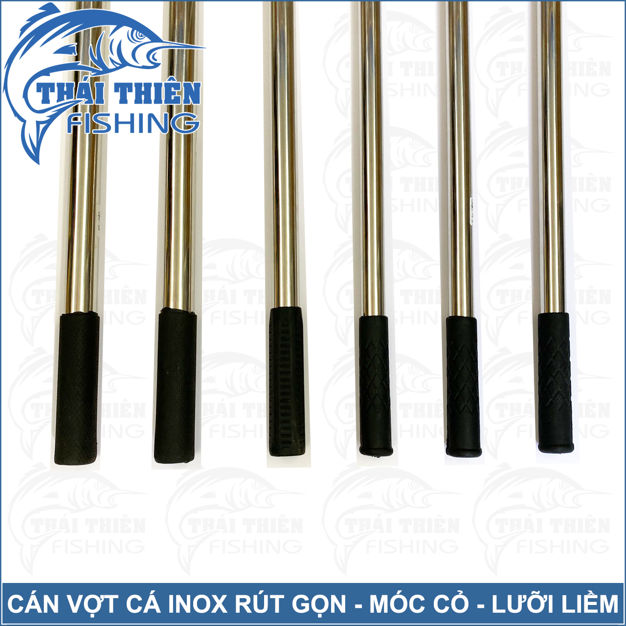 Cán vợt cá, cán gắn móc cỏ, cào lục bình Inox đầu ren trong 8ly dài 1m5 đến 6m có thể thu gọn