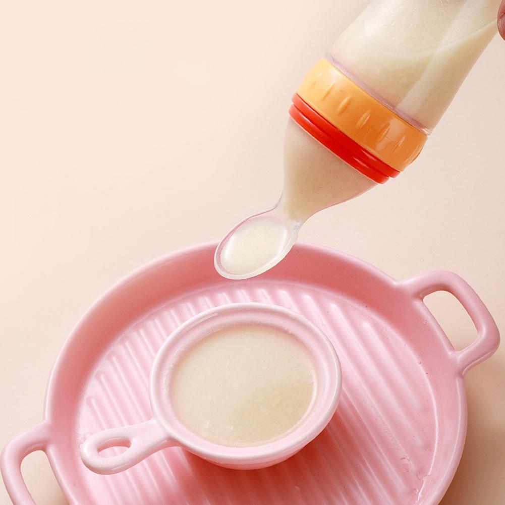 Cơm Cho Bé Dán Bình Silicone Cho Bé Sữa Thìa Ăn Cho Bé Silicone Ép Cơm Dán Chắc Chắn Bình