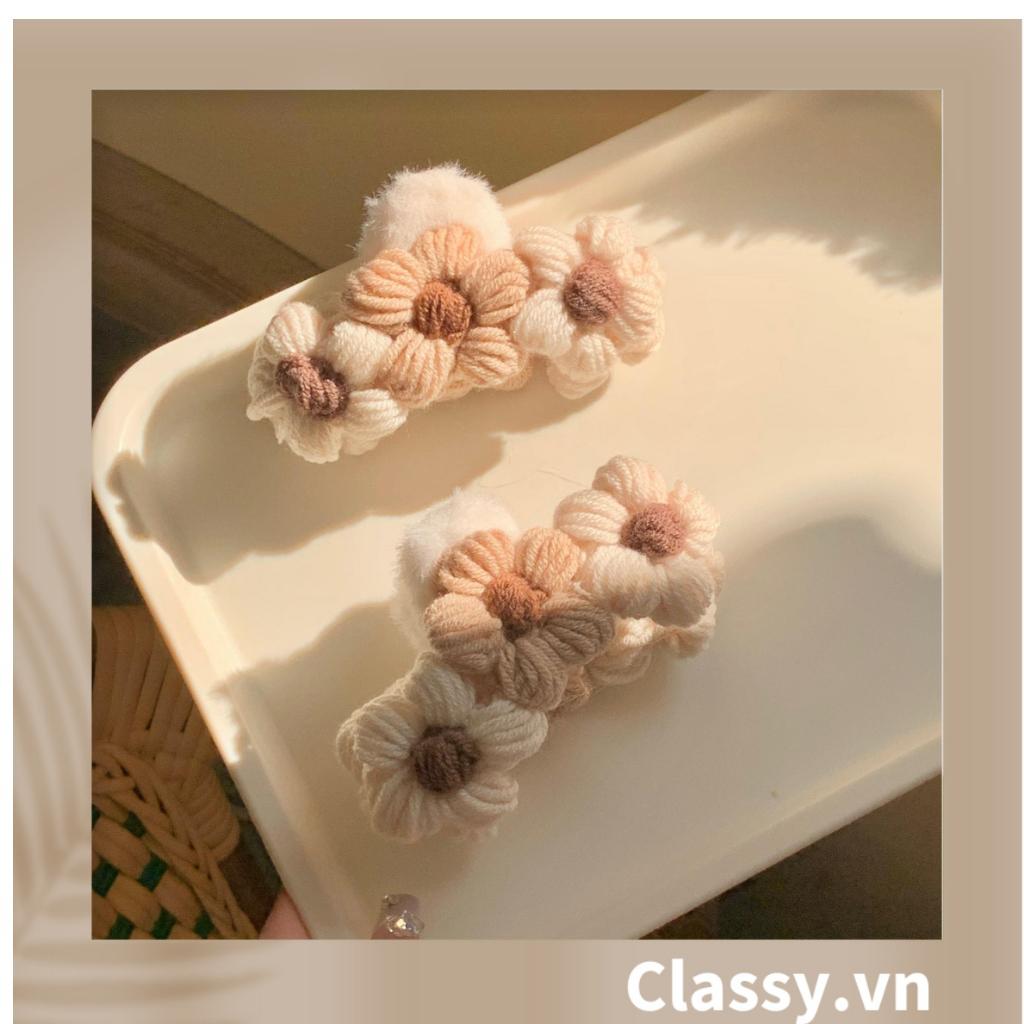 Băng đô cài tóc Classy kẹp càng cua bọc vải len sang trọng PK1625