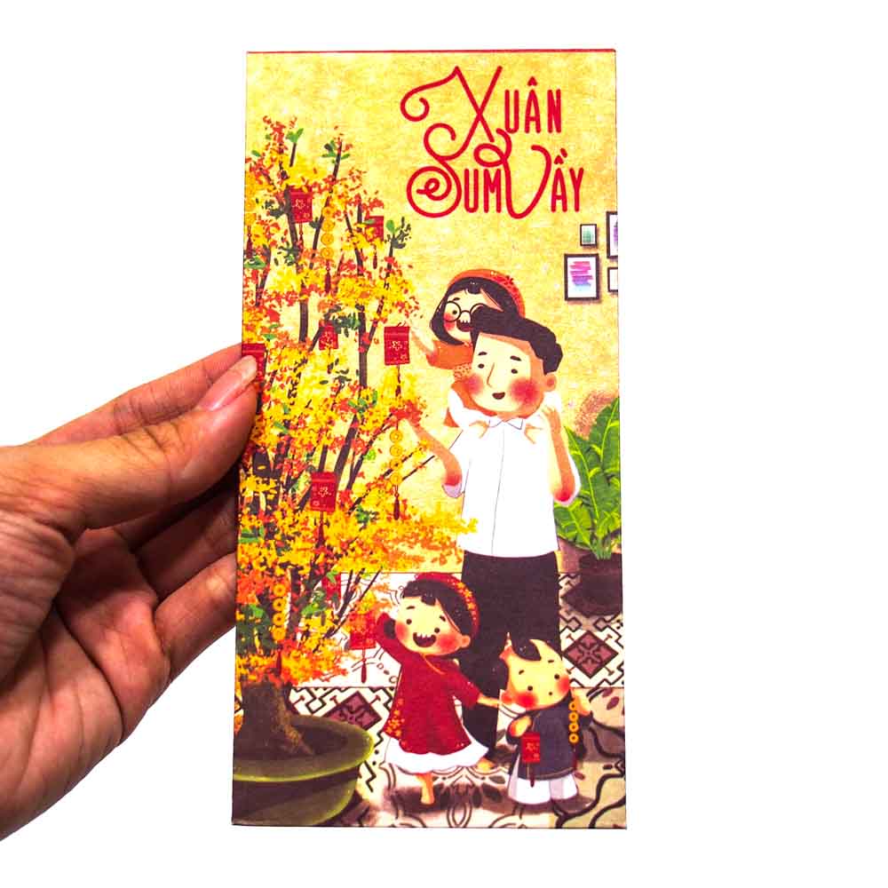 Combo 6 bao lì xì vintage - Tết Đoàn Viên