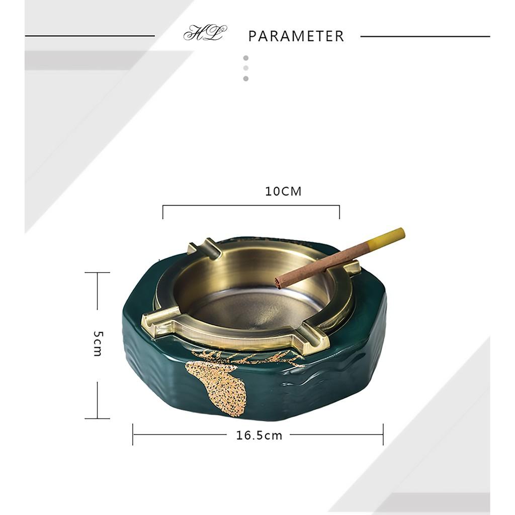 Gạt tàn sứ xanh ngọc lục bảo phong cách Bắc Âu - Hoạ tiết Hươu vàng kim | GẠT TÀN SỨ XANH NGỌC BÍCH