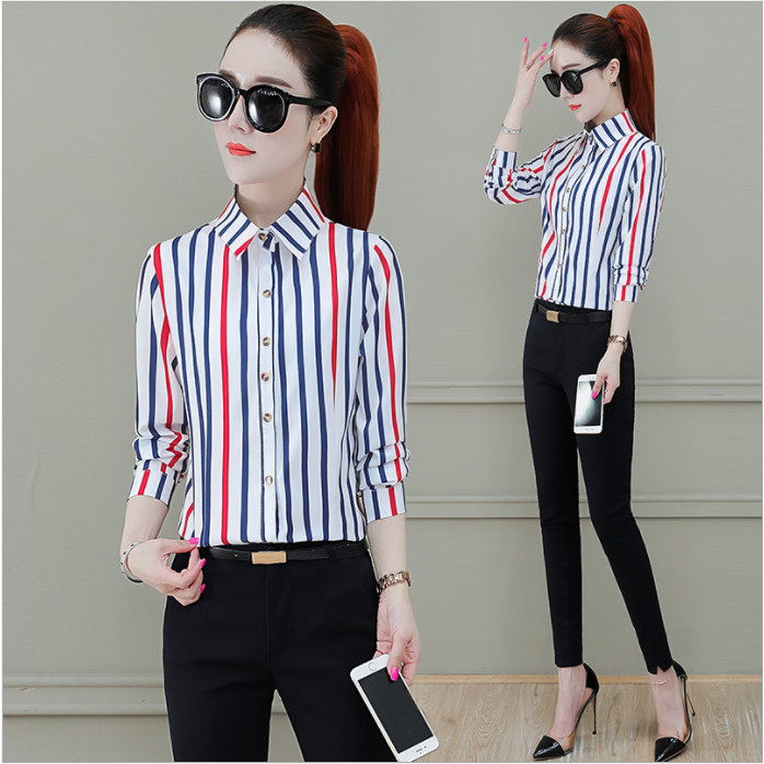 Áo sơ mi nữ công sở Haint Boutique thiết kế kẻ sọc tay dài SM43