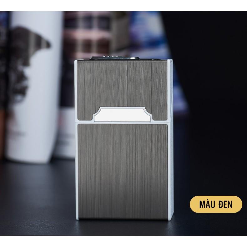 Hộp đựng thuốc 20 điếu đựng cả bao thuốc kiêm bật lửa điện sạc USB tiện lợi cao cấp