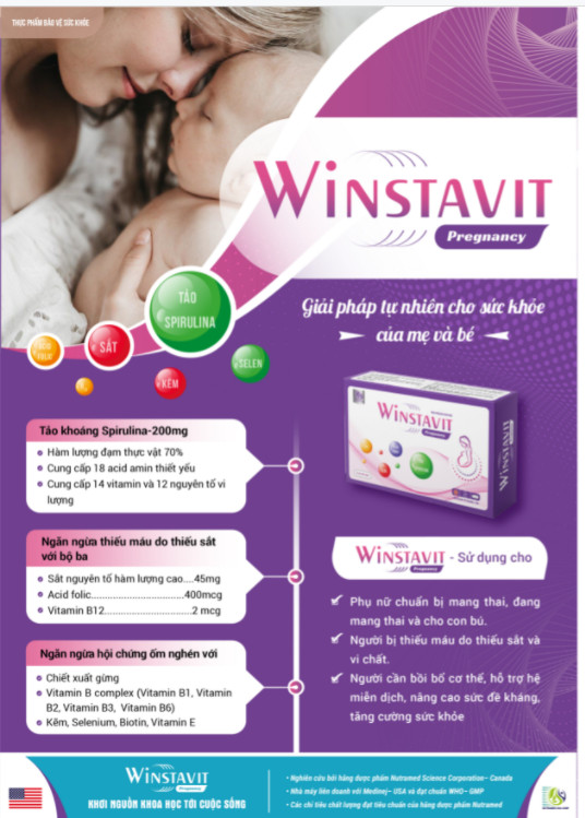 Winstavit - Viên uống hỗ trợ sức khỏe mẹ và bé - Nhà máy liên doanh với Medinej - USA và đạt chuẩn GMP - WHO