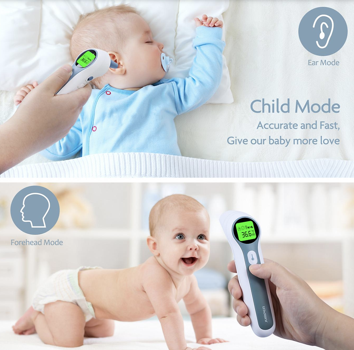 Combo máy đo nồng độ oxy trong máu SPO2 và nhịp tim JPD-500E và Nhiệt kế hồng ngoại không tiếp xúc Jumper JPD-FR202