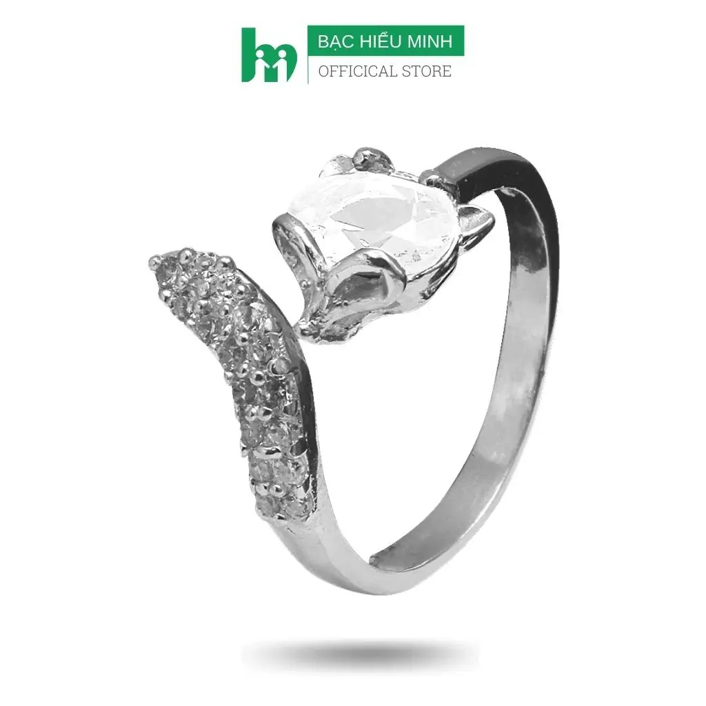 Nhẫn Nữ Bạc - Hồ Ly Xinh Đá Trắng - Bảo Hành Vĩnh Viễn Bạc Hiểu Minh NU430F