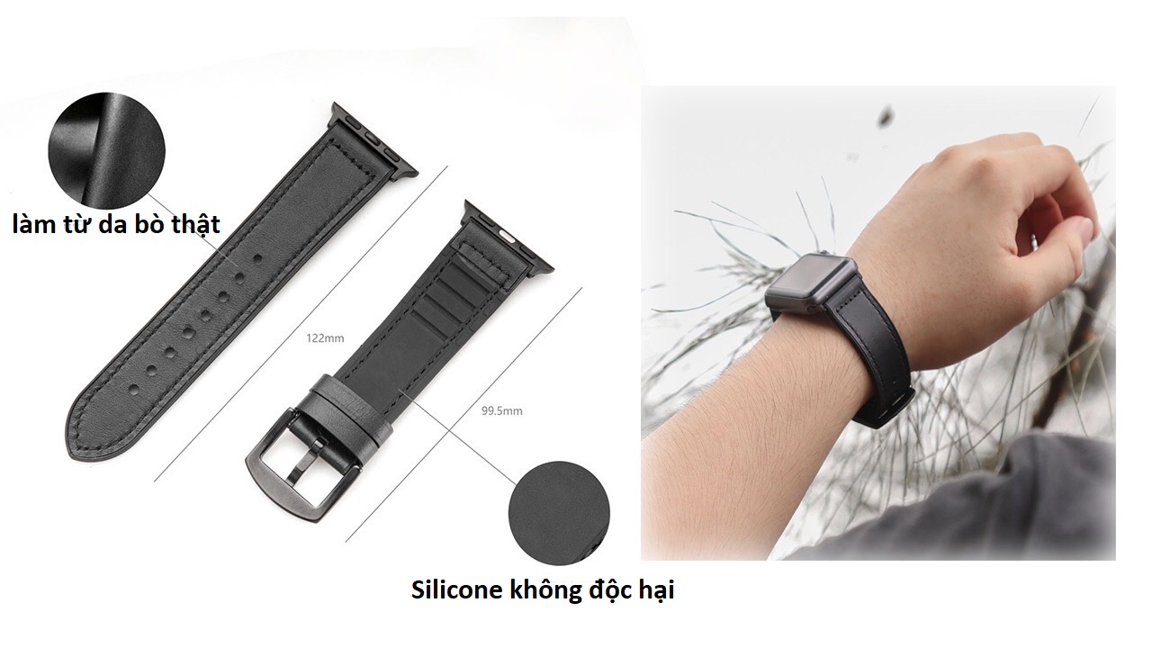 Dây đeo đồng hồ da chống thấm nước NETY dành cho Apple Watch Series1~5 38mm/40mm/42mm/44mm