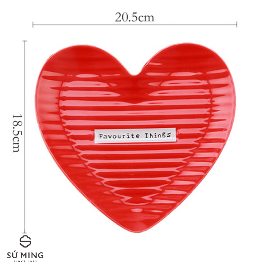 Đĩa Sứ Hình Trái Tim Đỏ Cao Cấp, chất liệu sứ