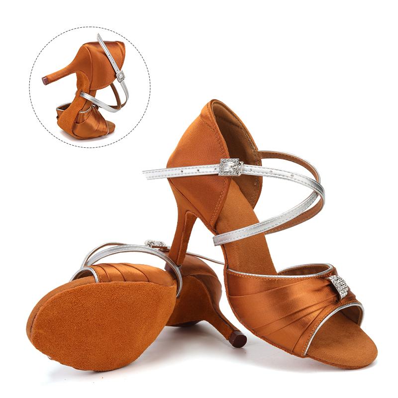 Phụ Nữ Giày Khiêu Vũ Tiếng Latin Nhảy Múa Giày Cho Người Phụ Nữ Bé Gái Nữ Phòng Khiêu Vũ Tango Hiện Đại Đá Salsa Thực Hành Gót Màu Trắng 8.5 Cm Color: White2 7.5cm Shoe Size: 34