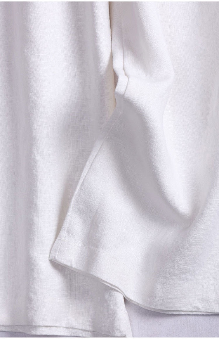 Set bộ Đầm suông Linen bột Premium 2 cổ tim kèm quần ống rộng ArcticHunter (Đầm Xanh lá - Quần trắng)