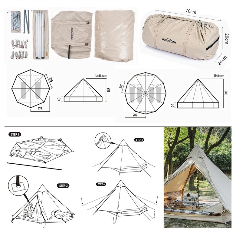 Lều Mông Cổ Glamping NH20ZP004 Kích thước 350 x 350 x 210cm