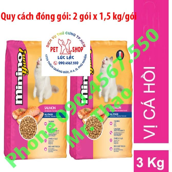 [3KG] Thức ăn cho mèo Minino Yum Salmon - Thức Ăn cho Mèo Vị Cá Hồi 3KG