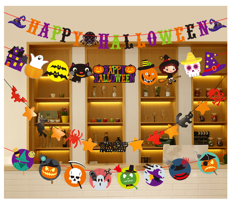 Dây treo Halloween trang trí cảnh bố trí đạo cụ thư treo dải đầu ma nhện bí ngô