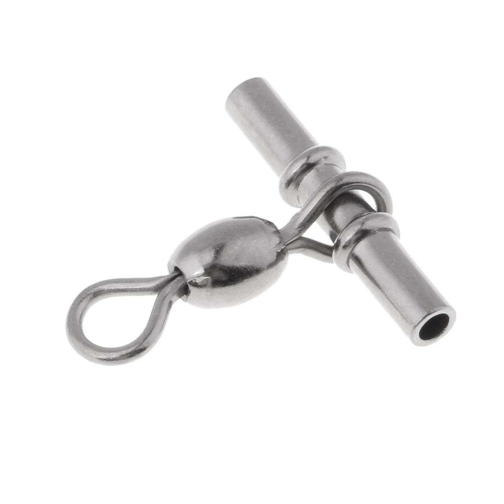 10 Pieces Fishing Cross-line Crane Swivel 3 Way T-shape Fishing Swivel Crimp Swivel