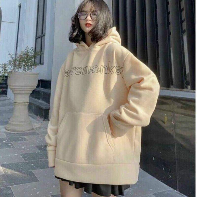 Áo hoodie nỉ form rộng tay phồng nón to in hoạ tiết,Áo khoác nỉ chùm đầu ulzzang unisex nam nữ thời trang thu đông