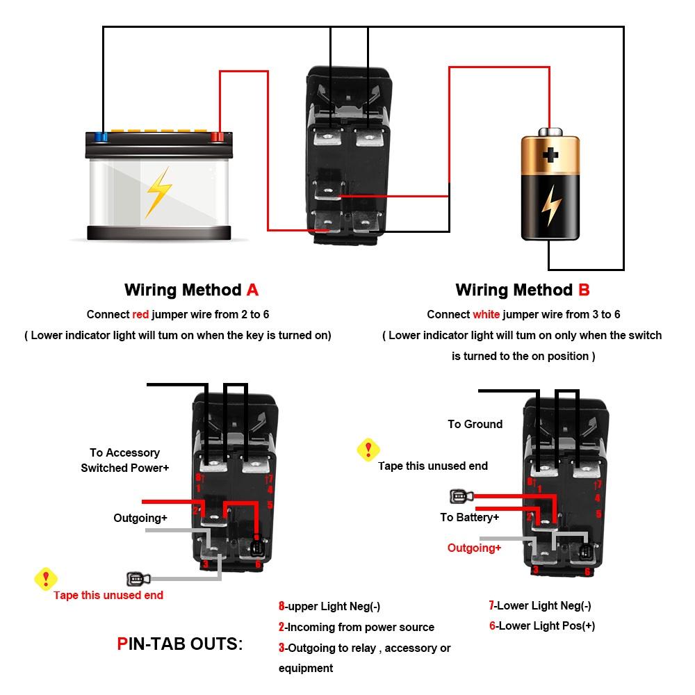 1 công tắc bật/tắt 12V 24V SPST 5 Pin cho xe hơi/tàu thuyền