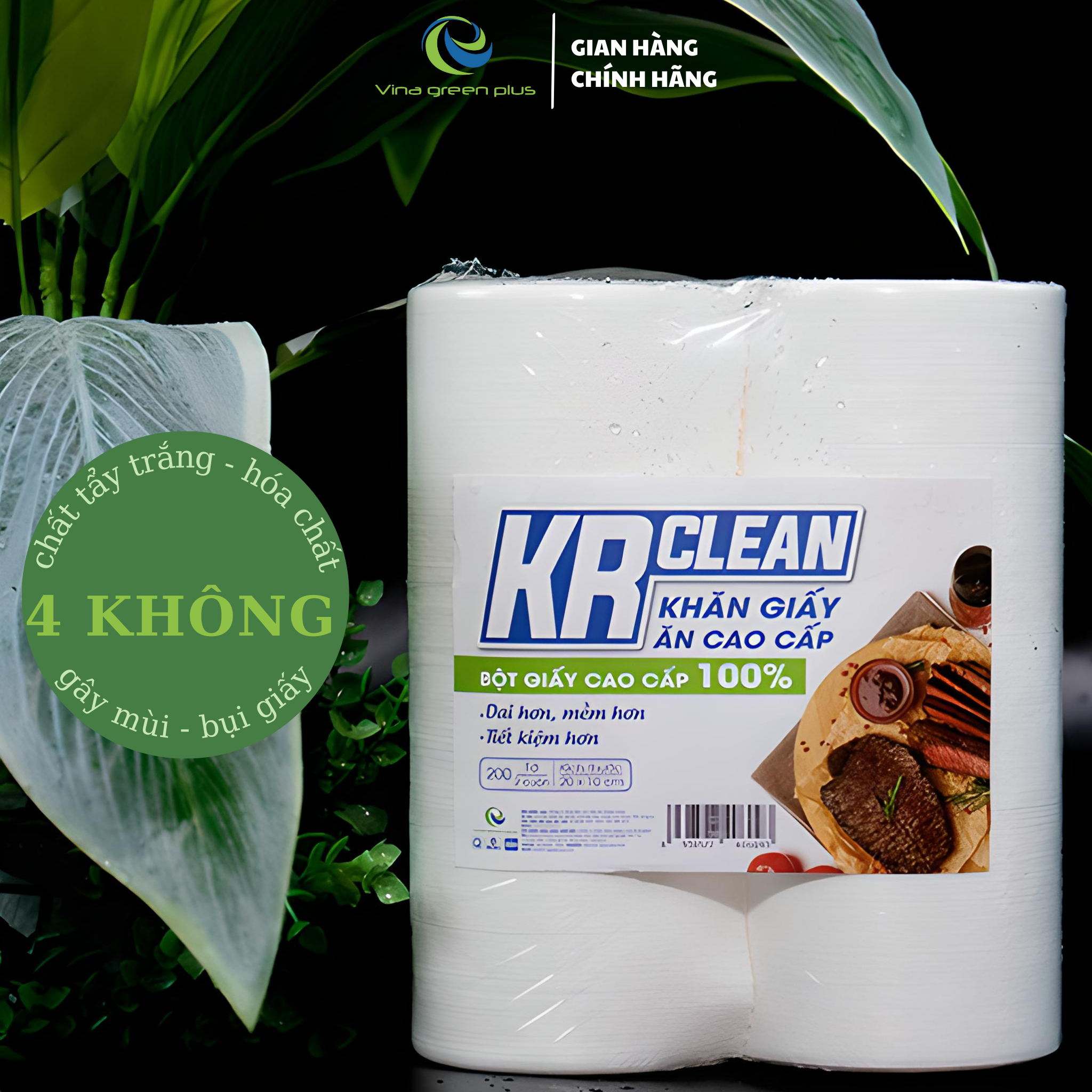 Khăn Giấy Ăn Cao Cấp KRClean 2 cuộn- 100 Tờ/ Cuộn - Siêu Mịn/Siêu Mềm
