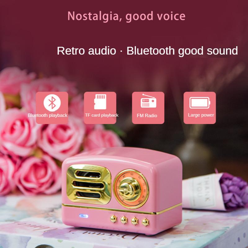 Loa Bluetooth di động phong cách cổ điển Đài phát thanh mini Quà tặng sáng tạo vân gỗ Loa siêu trầm cắm thẻ Điện thoại di động Thẻ TF âm thanh nhỏ Mp3 Màu sắc: A1
