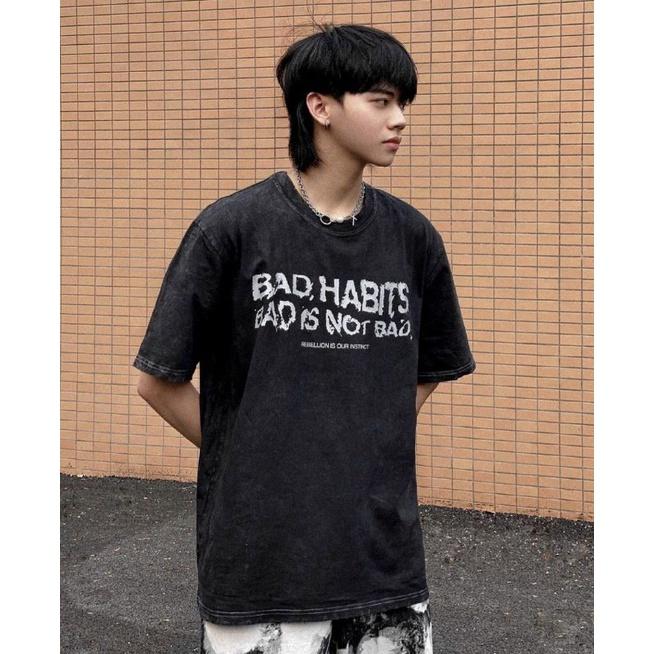 Áo thun unisex tay lỡ vải wash đầy đủ tag cổ tag tay - Hany shop