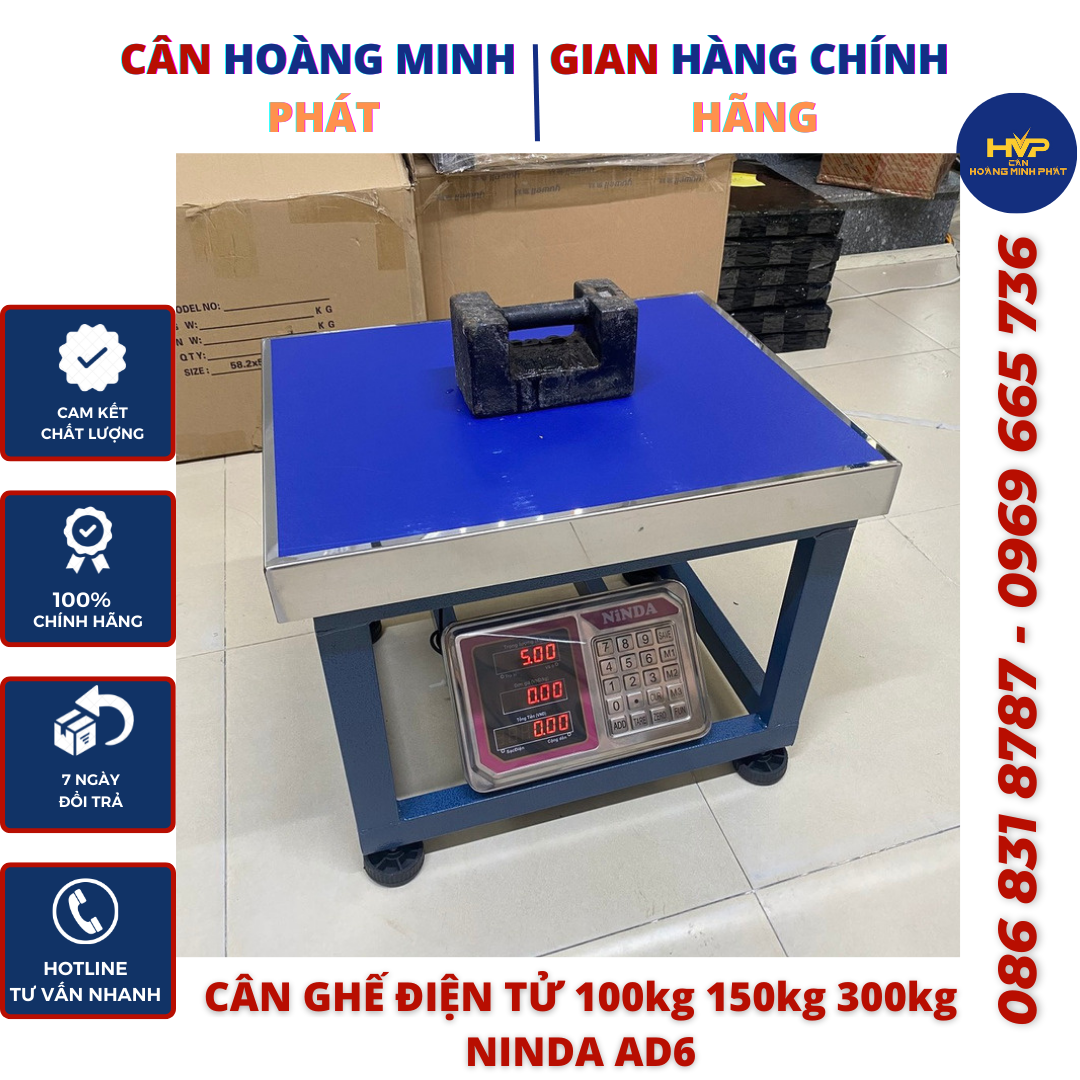 Cân Điện Tử Ghế Ngồi 100kg - 150kg - 300kg Cao Cấp NiNDA AD6 (cân tích điện - tính tiền tự động) [ CÂN HOÀNG MINH PHÁT