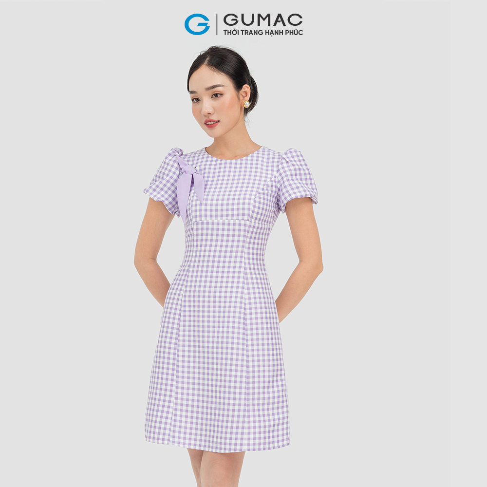 Đầm nữ GUMAC DC07034  chất liệu COOTON phối phụ kiện xinh xắn