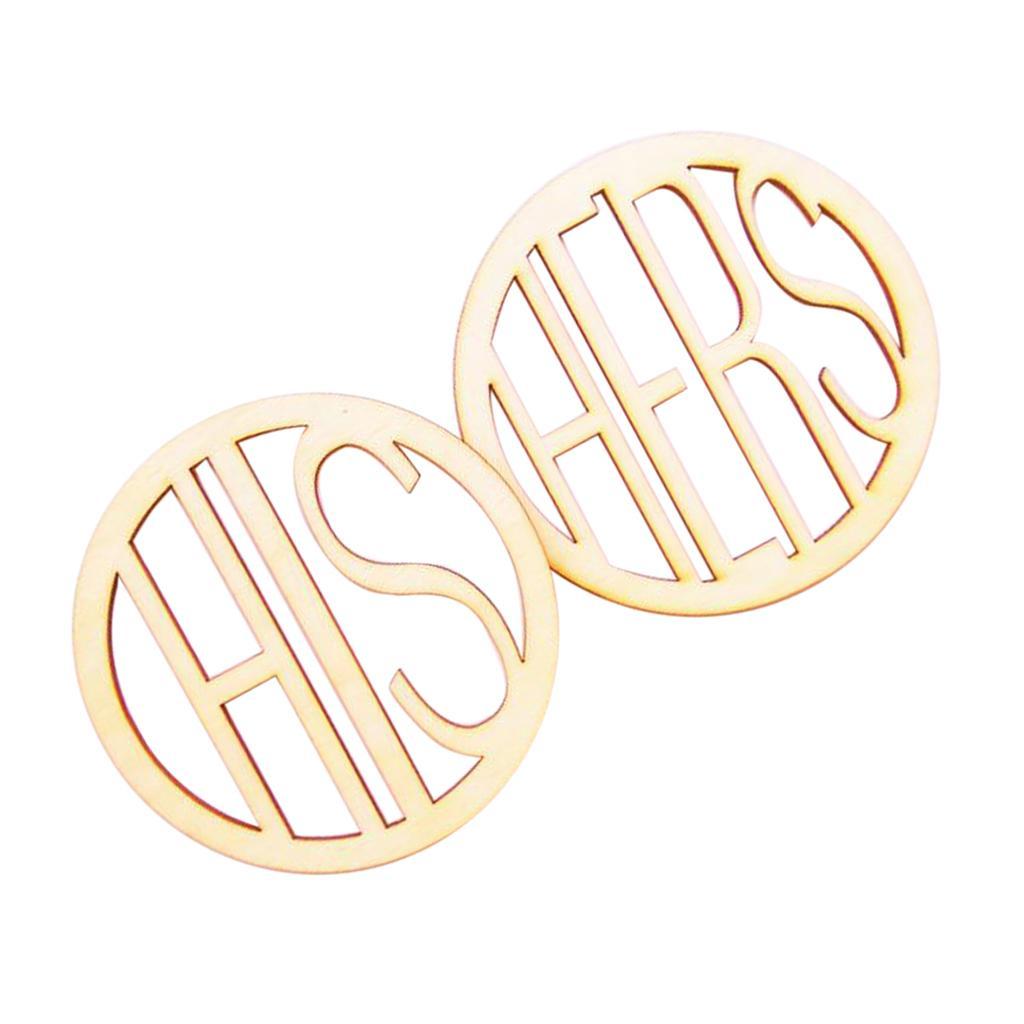 His and Hers Wooden Coasters Drinks Cup Mats Set Wedding Housewarming Gift