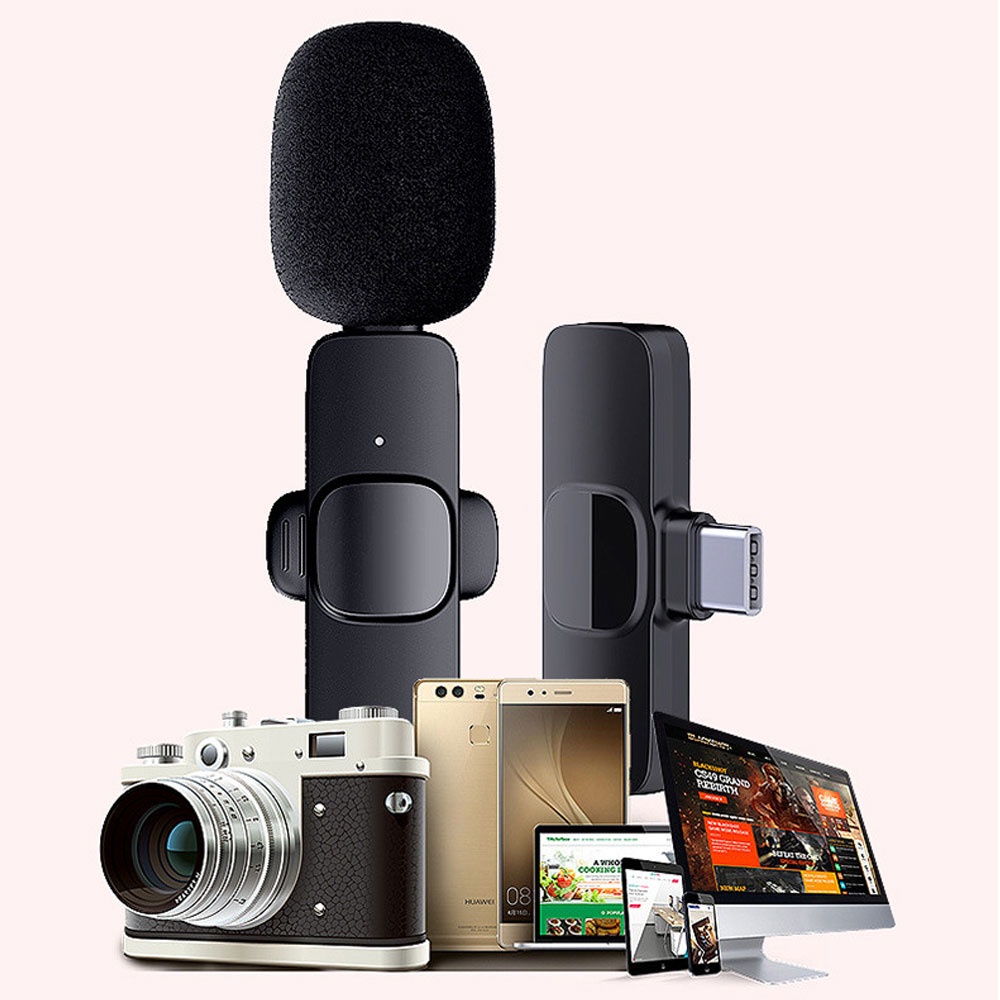 Micro Thu Âm không Dây Dành cho điện thoại Iphone IOS Cổng Lightningg , máy tính bảng PC Laptop Máy Ảnh chất lượng cao Hỗ Trợ Quay Video Livestream - hàng nhập khẩu
