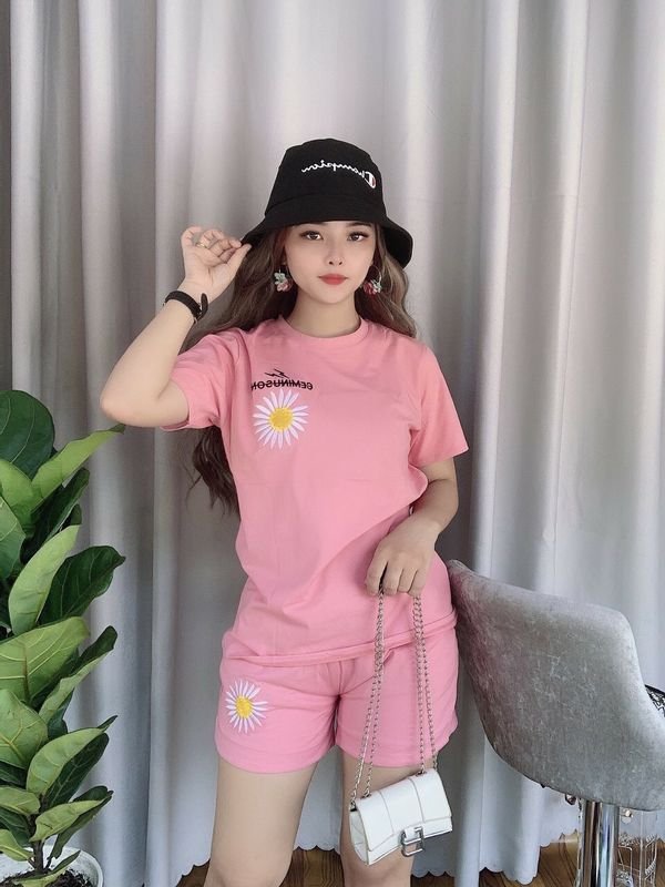 Set bộ cotton Bảo Kim thêu bông cúc nhỏ xinh xắn