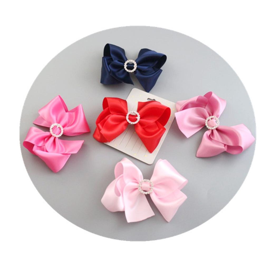 Kids Baby Bow Hairpins Hair Clip Kids Barrette Hair Accessories Red