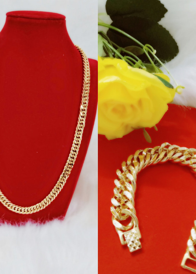 COMBO dây chuyền +lắc tay mạ vàng 24k mã 013