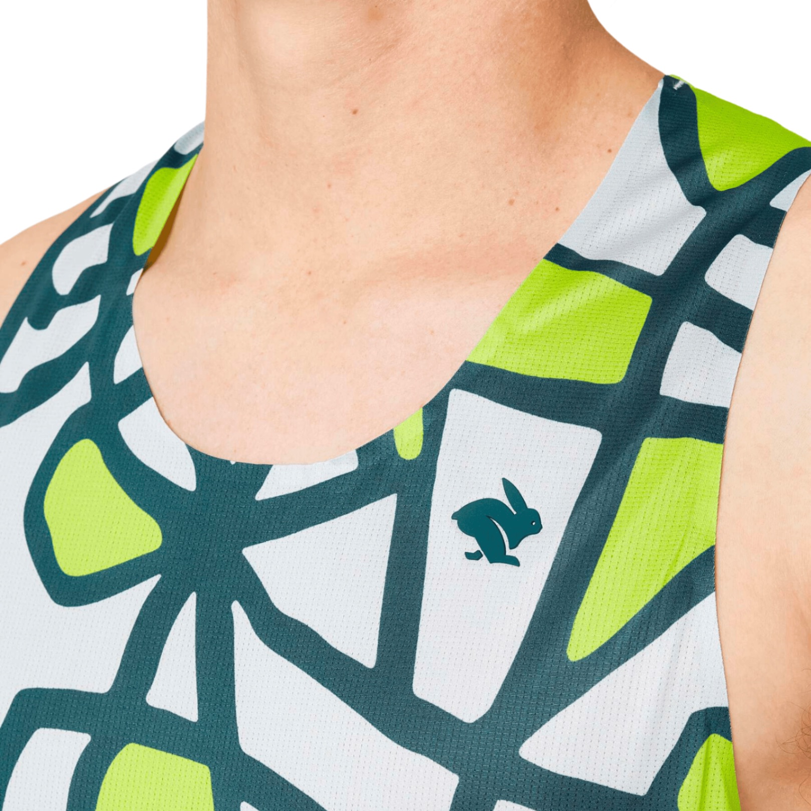 Áo Singlet Chạy Bộ Nam Rabbit Speedeez - Lime Abstract