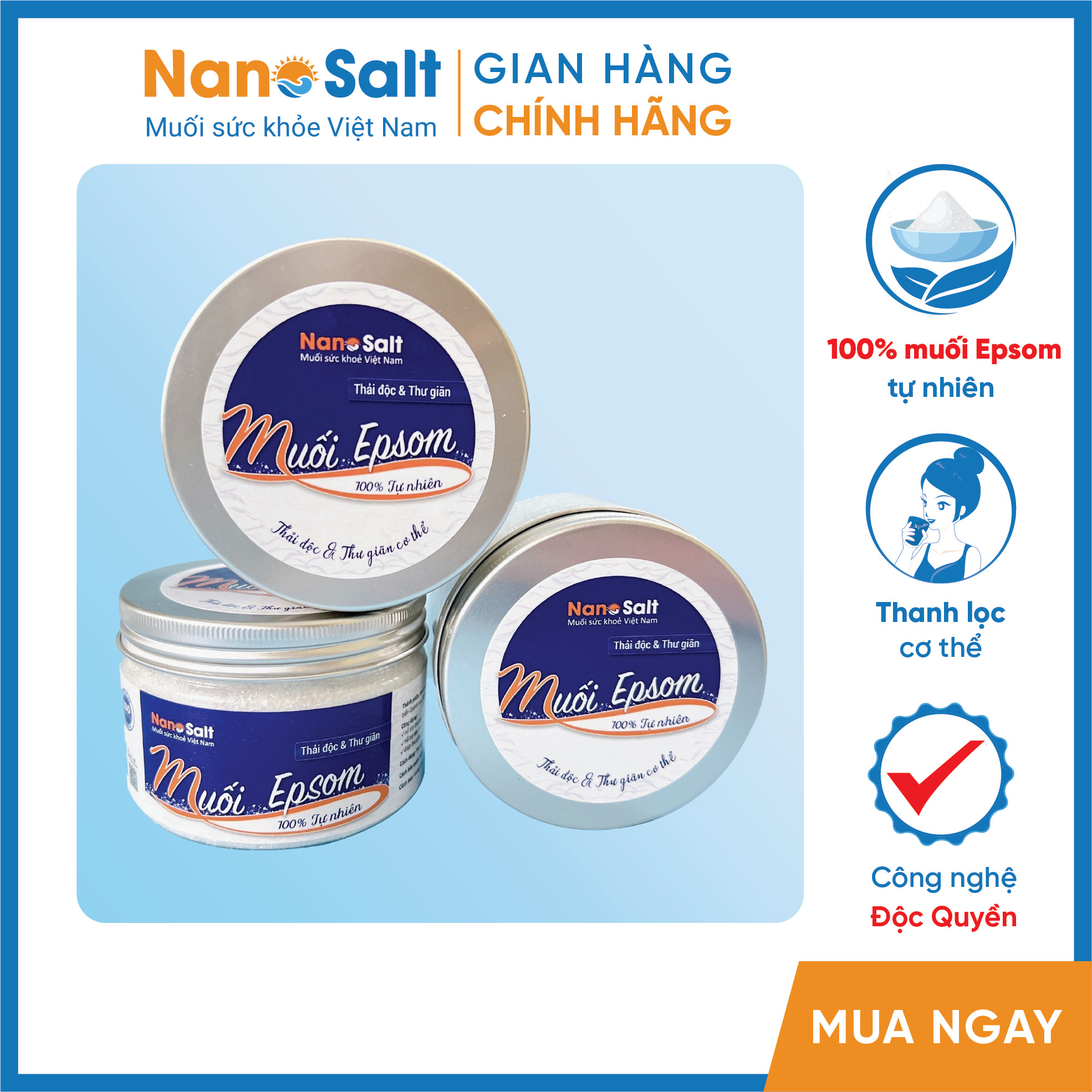 Muối Epsom thải độc Nanosalt (Lọ 200gr)