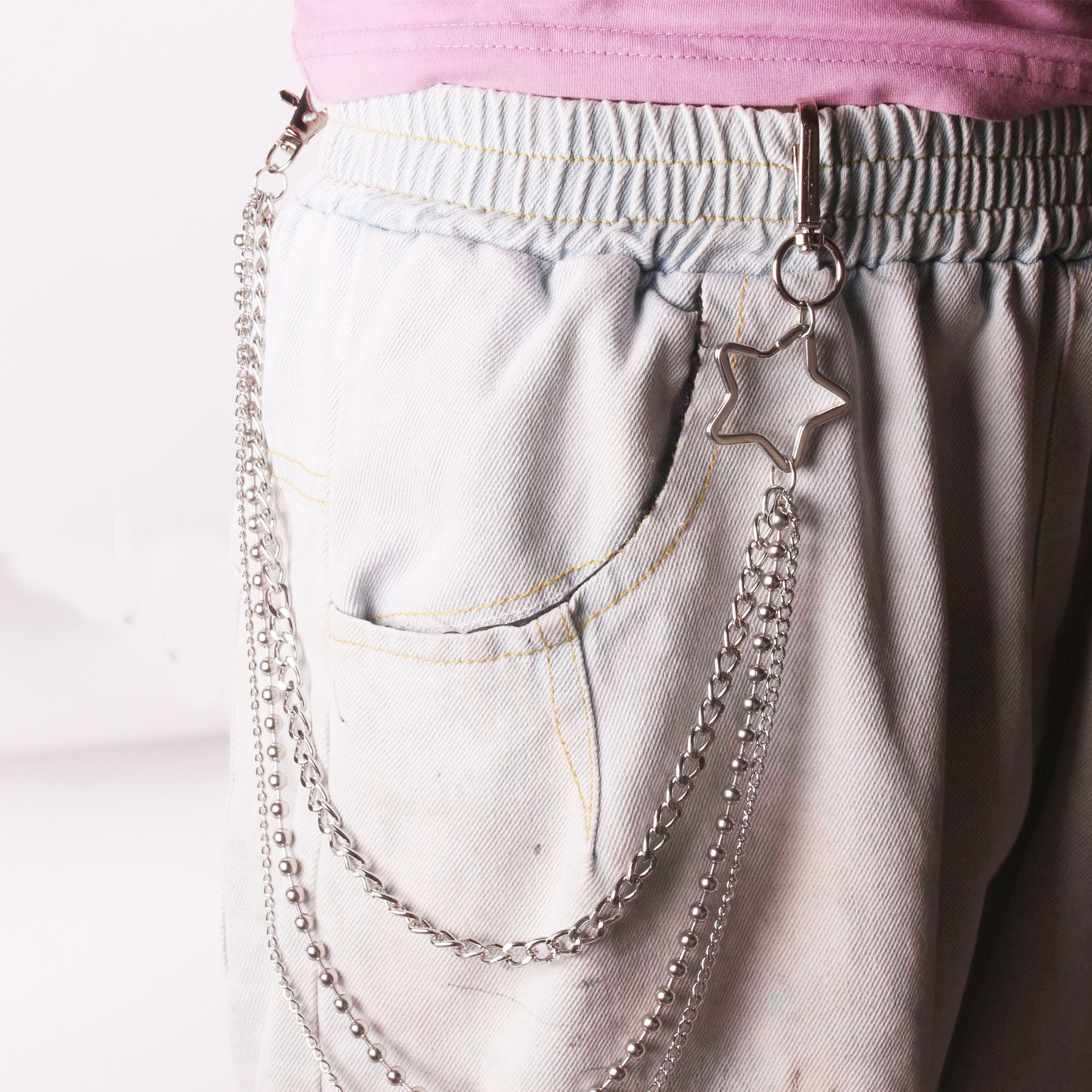 Chuỗi thắt lưng punk hip-hop  ngôi sao 5 cánh belt chain for man and woman