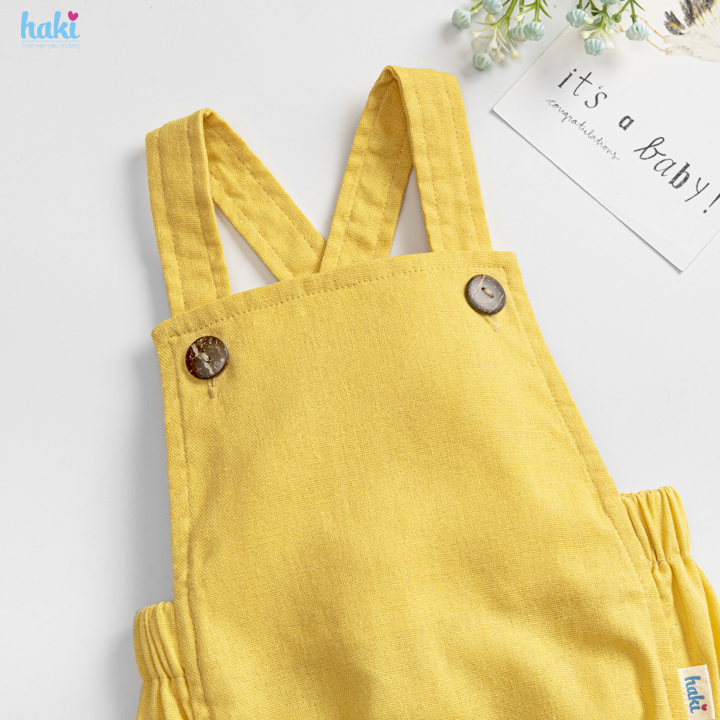 Bộ romper linen lưng chun cho bé trai bé gái Haki BL001, bộ body cho bé, baby bodysuit, set áo liền quần cho bé từ 6-13kg