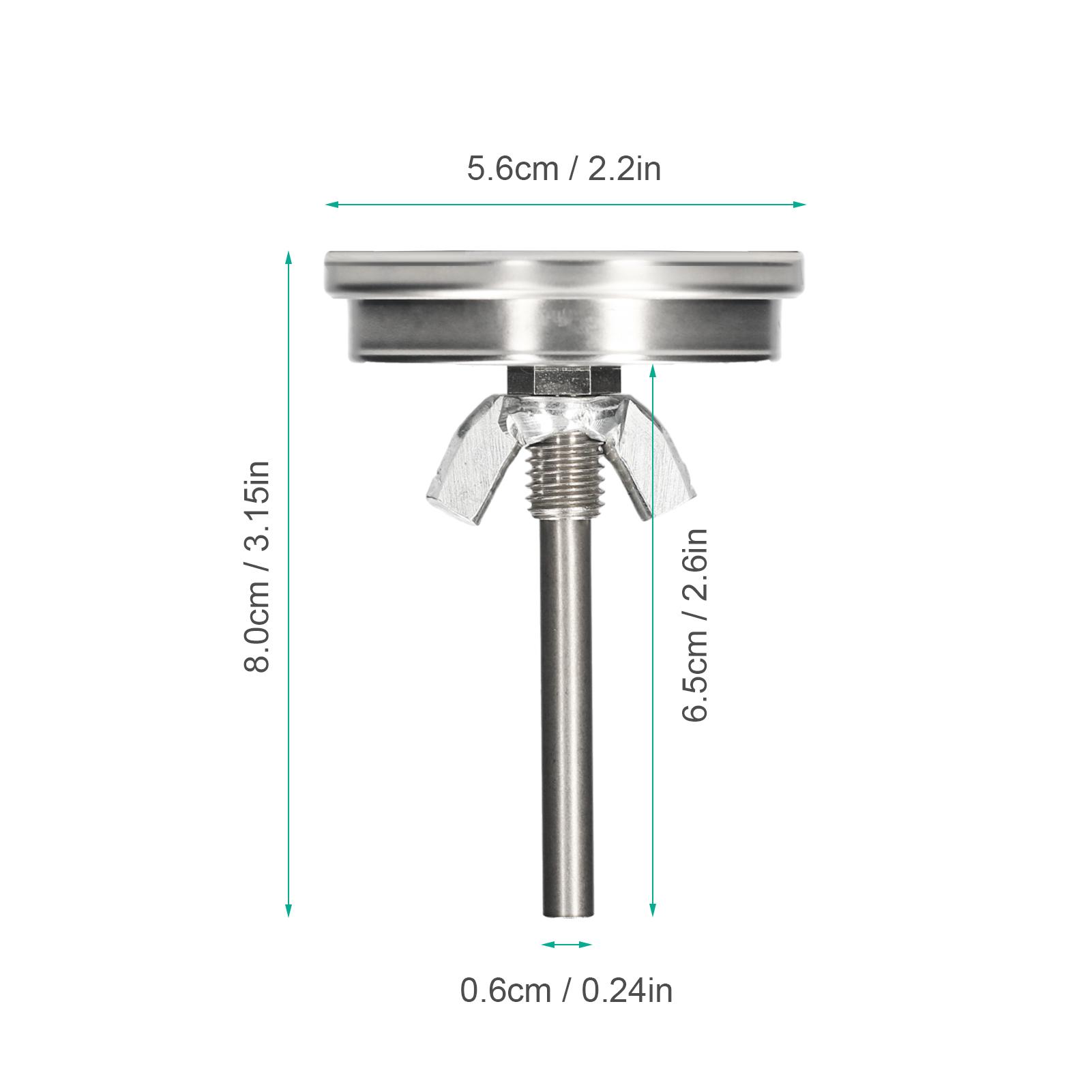 Stainless Steel Bi-Metal Dial Thermometer 75-300℃ / 150-600℉ Dual Scale 2.2 Inch Dial 2.6 Inch Stem Length Thermometer