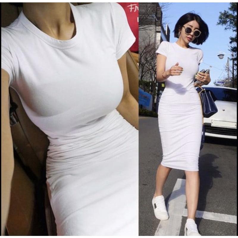 F1036 Đầm ôm body nhún eo có lớp lót
