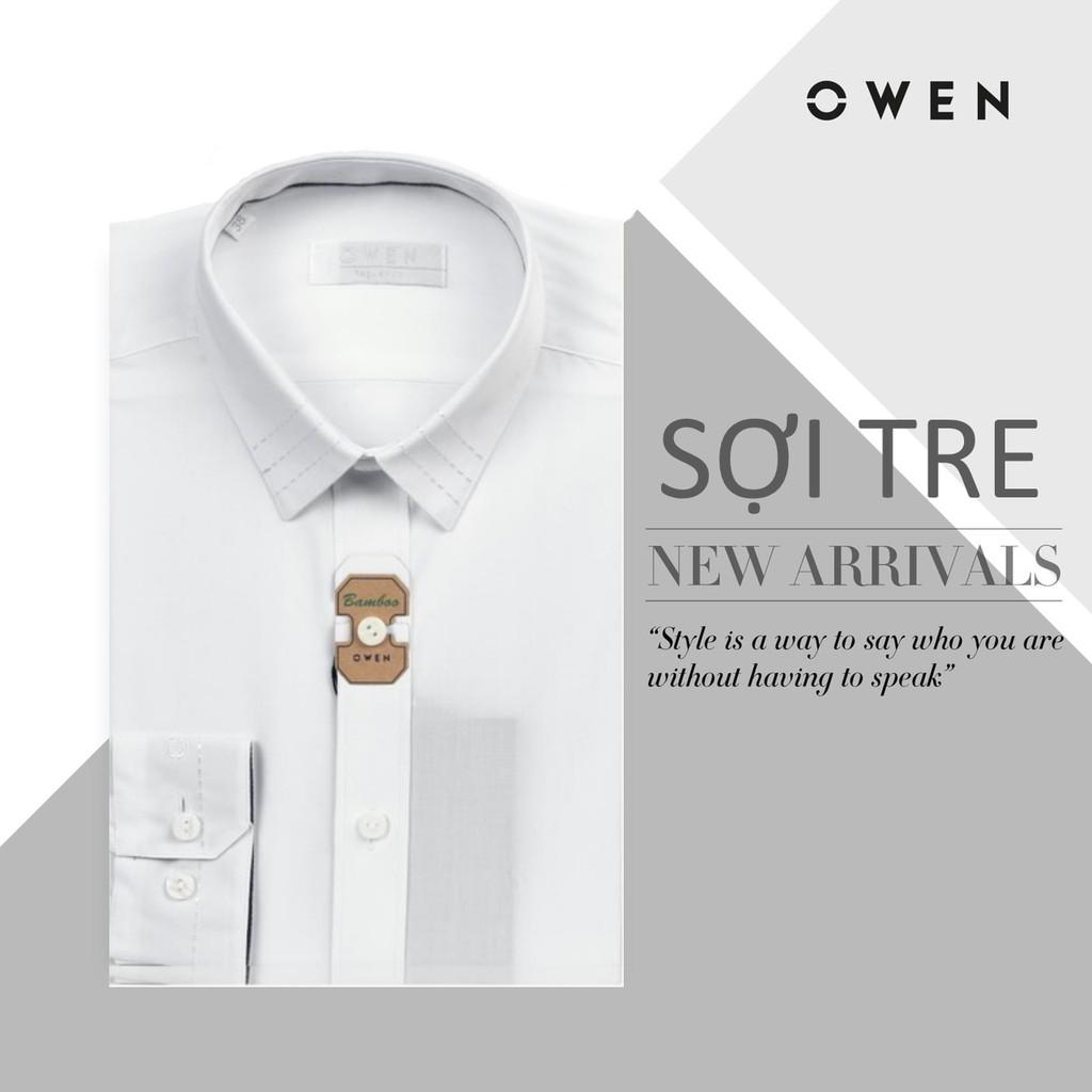 Hình ảnh OWEN - Áo sơ mi trắng dài tay regular fit (không túi ngực) chất sơi tre 90527