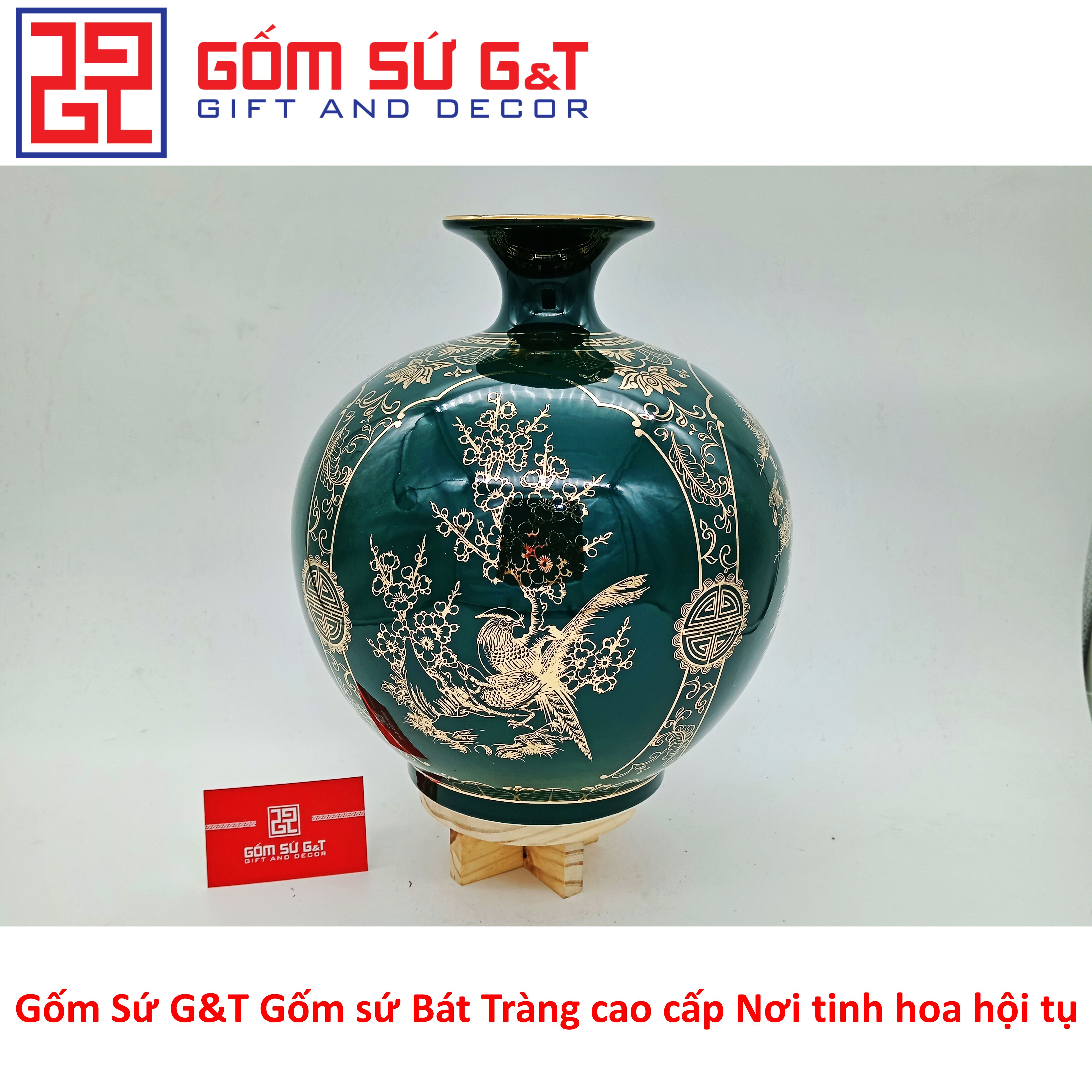 Bóng hút tài lộc 4 mùa sung túc vẽ vàng kim Gốm Sứ G&T