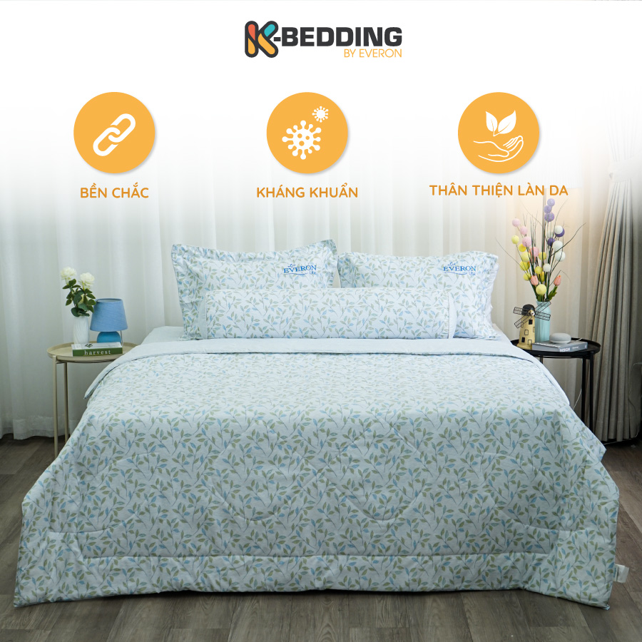 Bộ ga giường Everon Lite ELM 211 Microfiber Lá mảnh (4 món)