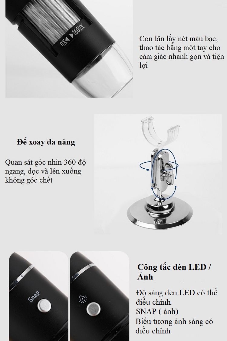 Kính Hiển Vi 1600X Cắm Cổng USB - Hàng nhập khẩu
