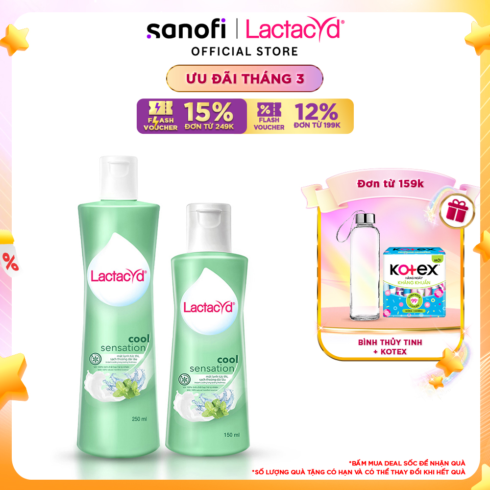 Bộ DDVS Phụ Nữ Lactacyd Cool Sensation 250ml  +  Lactacyd Cool Sensation 150ml